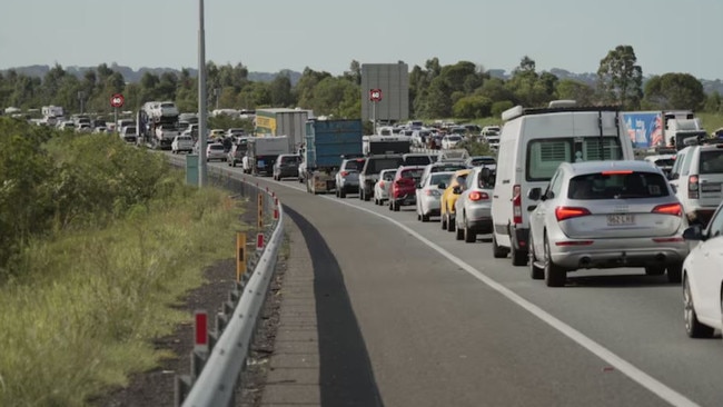 Traffic backed up on the Bruce Highway on Monday afternoon. Picture: ABC