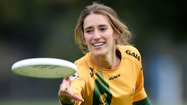 Ultimate frisbee star Cat Phillips will represent Australia this weekend. Picture: Nicole Garmston