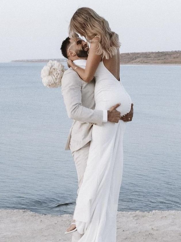 Adelaide Crows defender Wayne Milera has married long-term partner Nina. Picture: Instagram