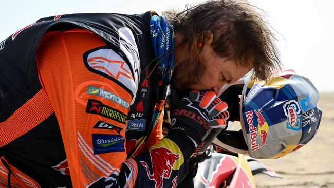 Australian biker Toby Price has his sights set on recovering in time to prepare for a comeback at the Dakar Rally. (Photo by FRANCK FIFE / AFP)