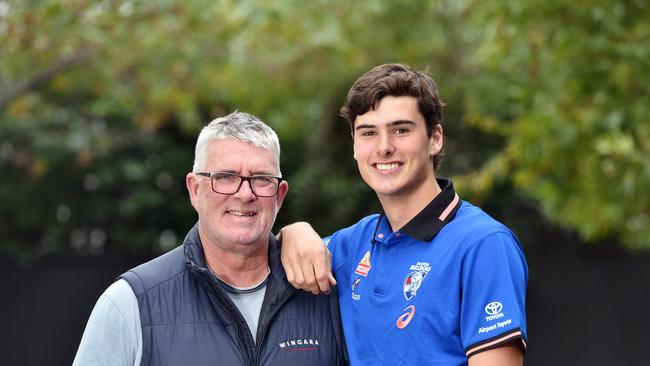 Simon O'Donnell’s son, James O'Donnell, will debut for the Western Bulldogs this week. Picture: Nicki Connolly