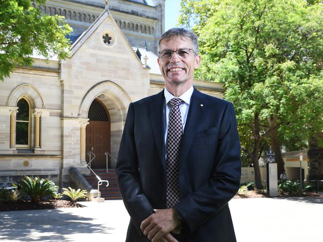 New vice-chancellor of the University of Adelaide Peter Hoj in front of Elder Hall at Adelaide University Tuesday February 3,2021.Picture Mark Brake