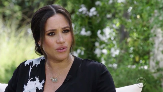 Meghan falsely claimed the decision not to give Archie a royal title at birth was linked to his race, during their March 2021 on-air bombshell interview with Oprah Winfrey. Picture: CBS.