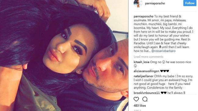 Model Parnia Porsche's touching Instagram tribute to former boyfriend Rossario Dom Barbaro.