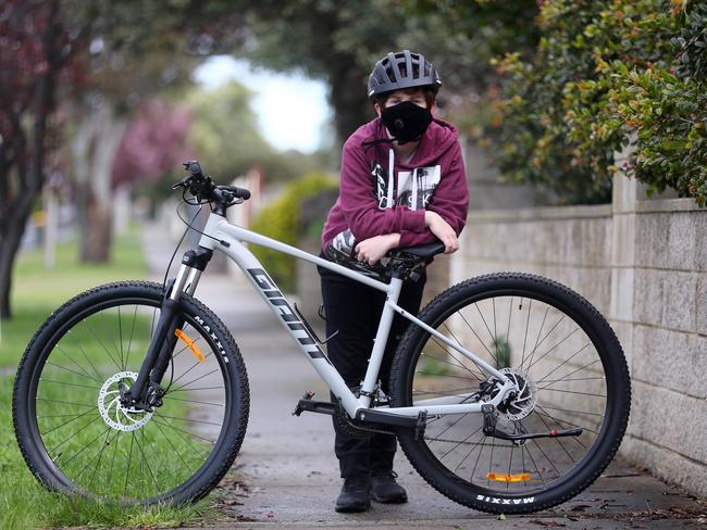 Thirteen year old Jamie was the victim of a hit and run on his bike in Leopold a couple of weeks ago. A few community groups and businesses have banded together to buy him a new bike and all the gear. picture: Glenn Ferguson