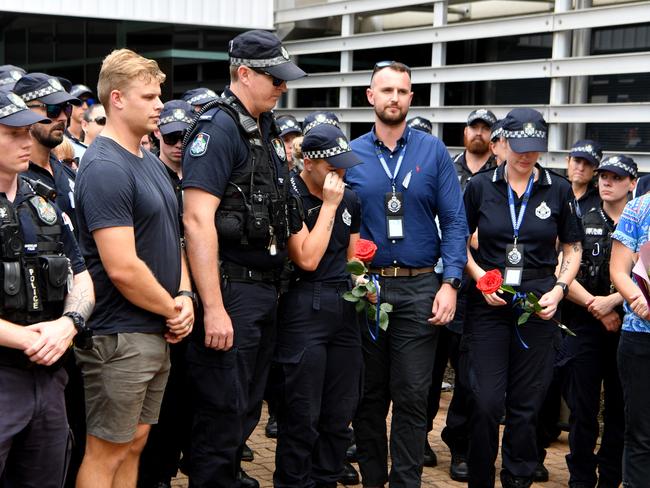 Memorial police service for Constable Matthew Arnold and Constable Rachel McCrow at Townsville Police Station. Picture: Evan Morgan