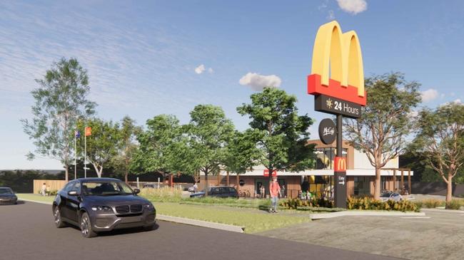 A render of the proposed Mt Evelyn McDonald's on Hereford Rd.