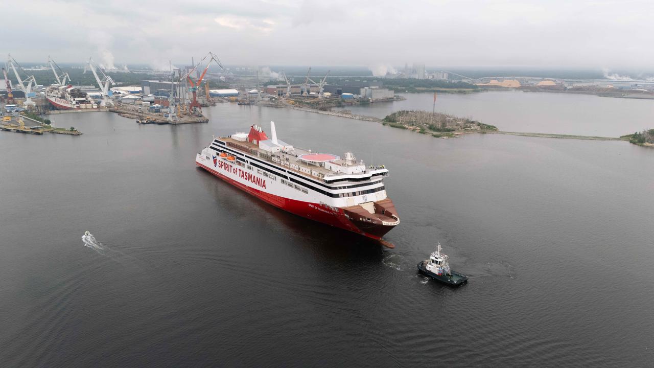 Spirit of Tasmanian IV first sea trial. As the build of Spirit of Tasmania IV nears completion, the ship took to the open seas for the first time on a five-day trial run from Rauma Marine Constructions in Finland. Picture: Spirit of Tasmania