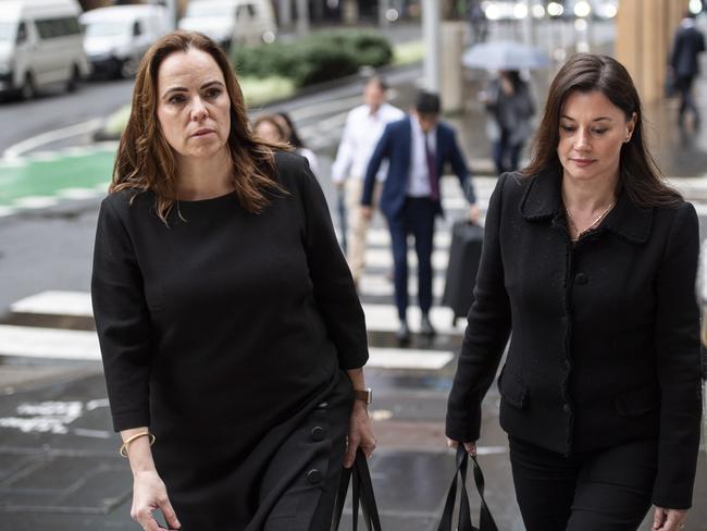 SYDNEY, AUSTRALIA - NewsWire Photos -Wednesday, 14 August 2024: Rebecca Farrell (L) and and whistleblower Amelia Berczelly (R) pictured walking to Federal Court in Sydney. Picture: NewsWire / Monique Harmer