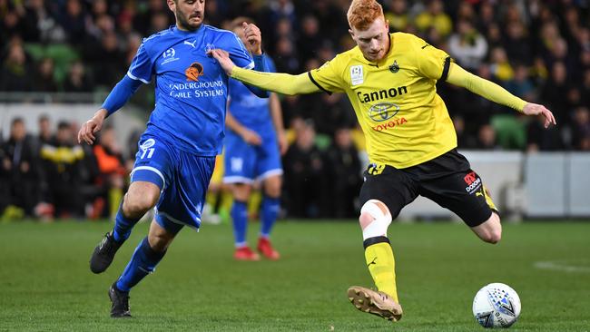 Sean Ellis bobbed up to score Heidelberg United’s equaliser Picture: James Ross