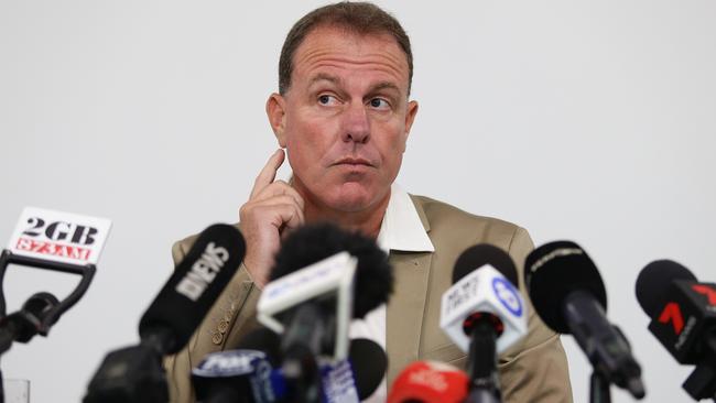 Sacked Matildas coach Alen Stajcic fronts the media yesterday. Picture: Brett Costello