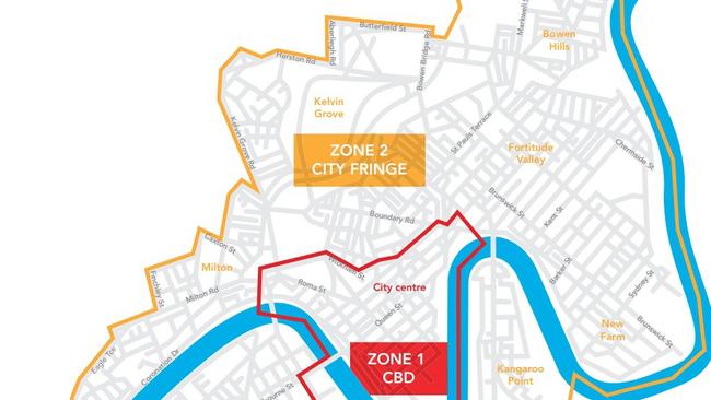 Brisbane City Council has three parking zones with varying costs for metered street parking. Picture: BCC