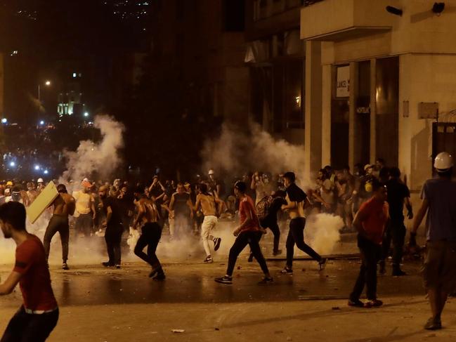 Lebanese protesters clash with police in Beirut. Picture: AFP