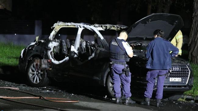 A vehicle believed to be linked to the shooting was found torched. Picture: TNV