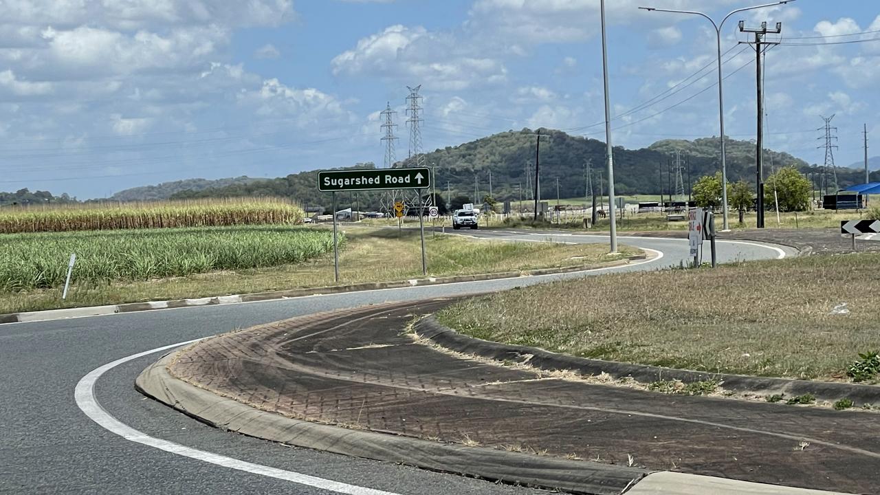 Emergency services including police, paramedics and fire crews were called to the scene at the roundabout linking Sugarshed and Glenella Connection Rds about 1.48am following reports of a serious crash between a motorbike and a cow. Picture: Janessa Ekert