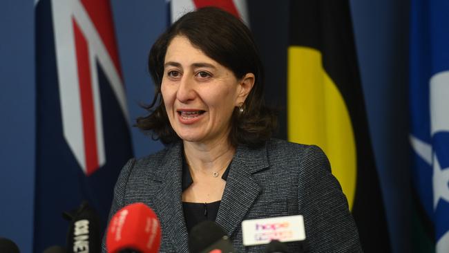 Gladys Berejiklian at the press conference announcing her resignation. Picture: NCA NewsWire/Jeremy Piper