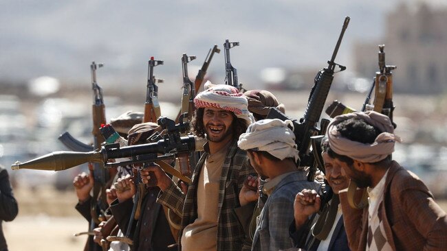 Newly recruited members of the Houthi militia in San’a, Yemen, on Monday. Picture: Yahya Arhab/Shutterstock/WSJ