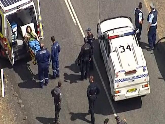 The aftermath of the armed standoff on the Bruxner Hwy. Picture: 9 News