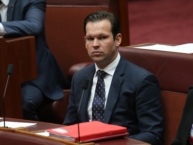 Senator Matt Canavan in the Senate Chamber at Parliament House in Canberra. Picture: Kym Smith