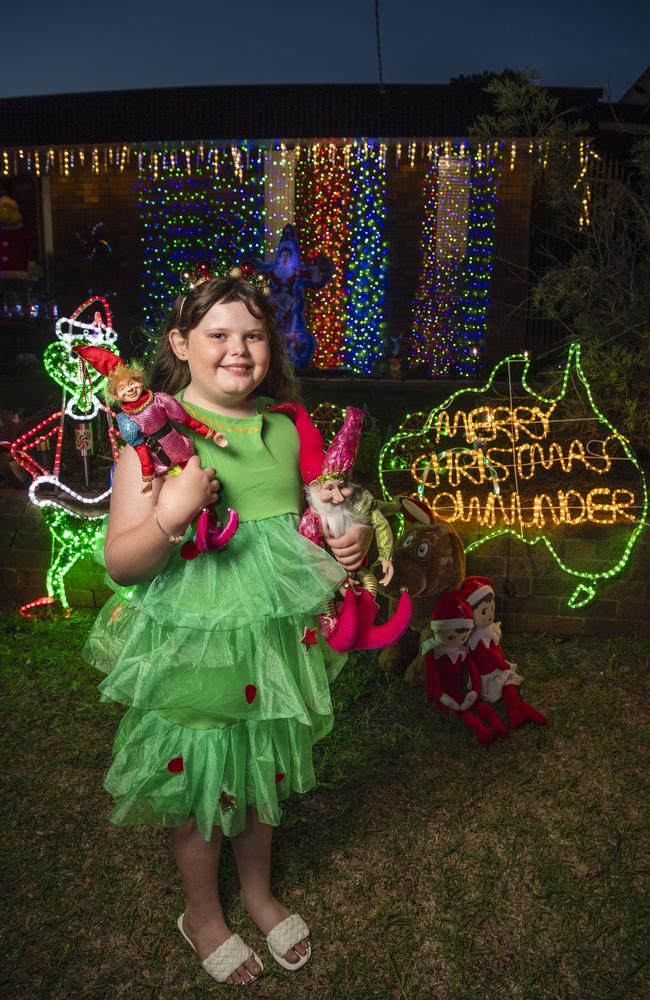 Isabella Botten at her Kearneys Spring Christmas lights display. Picture: Kevin Farmer