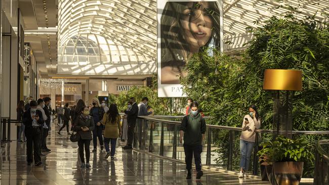 People at Chadstone Shopping Centre on Wednesday as restrictions lift. Picture: Daniel Pockett/Getty Images