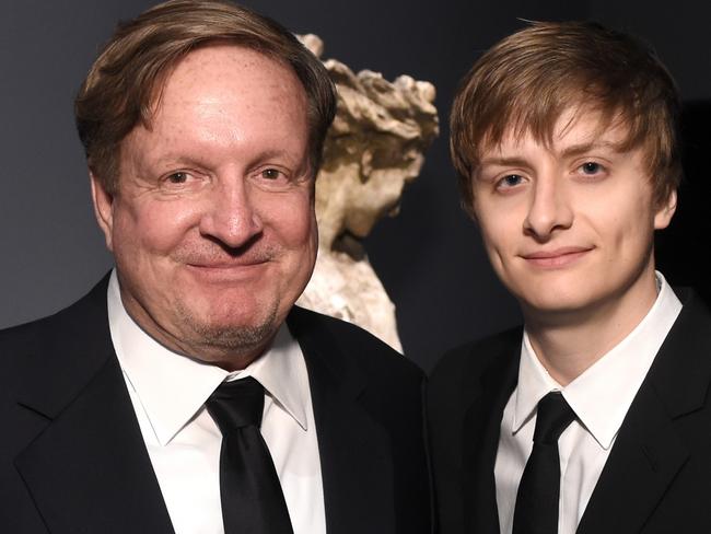ONE TIME WEB USE ONLY - FEE APPLIES FOR REUSE - LOS ANGELES, CA - APRIL 18:  LACMA trustee Ron Burkle (L) and Andrew Burkle attend LACMA's 50th Anniversary Gala sponsored by Christie's at LACMA on April 18, 2015 in Los Angeles, California.  (Photo by Stefanie Keenan/Getty Images for LACMA)