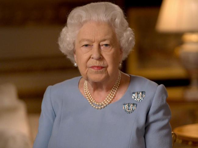 The Queen addressed the UK on Friday to mark the 75th anniversary of VE Day (Victory in Europe Day), to mark the end of World War II in Europe from Windsor. Picture: AFP