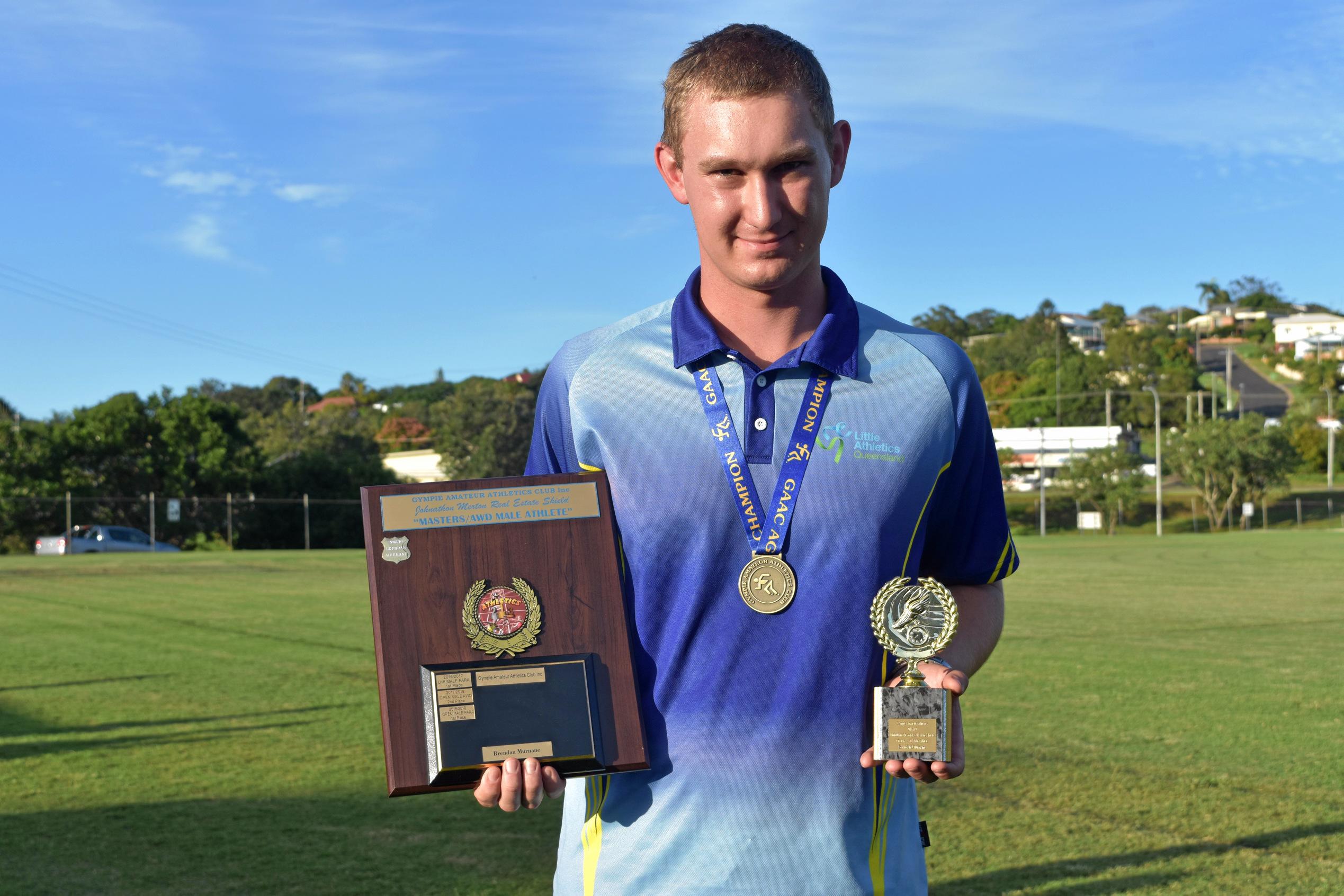 Athletics - Johnathan Merton Real Estate Shield for Masters/AWD Male Athlete and Open male AWD Brendan Murnane. Picture: Bec Singh