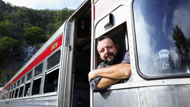 Savannahlander driver Hamish Withington in the 2000 diesel rail class motor, which replaced the ageing 1800 class motors. Picture: Brendan Radke