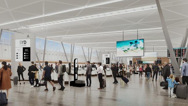 How Sydney Airport’s T2 terminal will look by the end of 2026 with upgraded security technology.