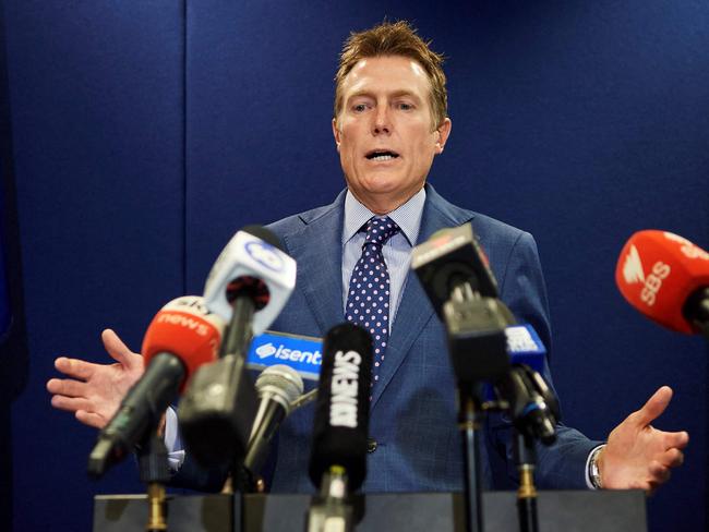 Australia's attorney general Christian Porter speaks during a press conference in Perth on March 3, 2021, after he outed himself as the unnamed cabinet minister accused of raping a 16-year-old girl. (Photo by Stefan Gosatti / AFP)
