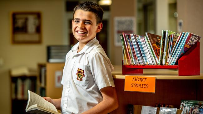 Marcus Della Vedova, 14, at Marist College Eastwood. Picture: Monique Harmer