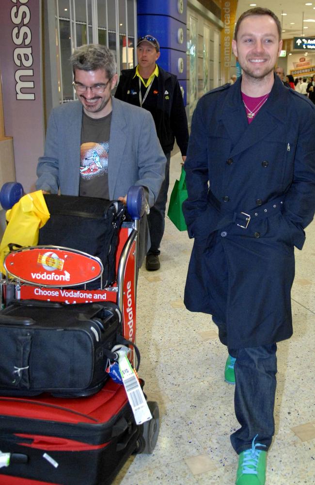 Happy couple. Singer Darren Hayes, right, and husband Richard Cullen. Picture: News Corp Australia