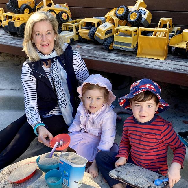 Brisbane's best early childhood teacher Greer Casey with kids Millie te Kloot and Max Waterhouse at Wagner Road ECC &amp; K. Picture: Supplied