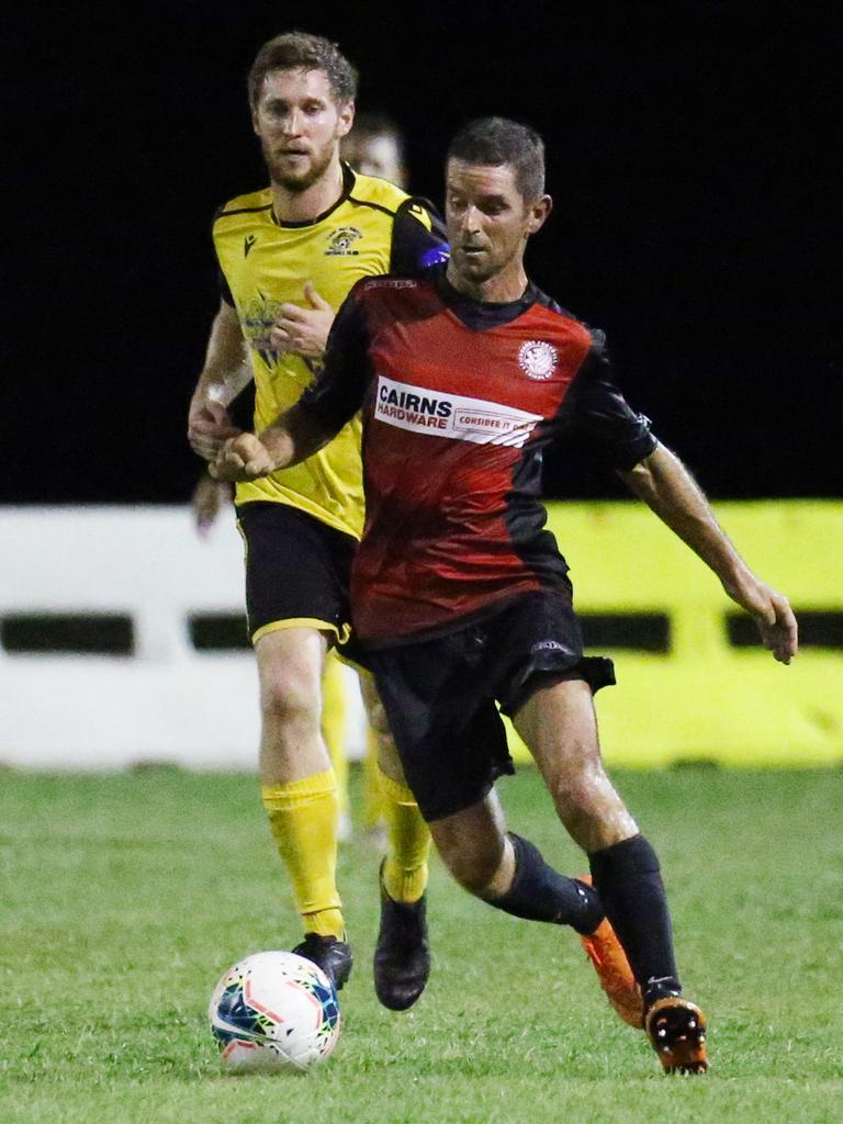 Lions' Alex Russell takes control of the ball in the FNQ Premier League men's match between the Edge Hill Tigers and the Leichhardt Lions, held at Tiger Park, Maunda. Picture: Brendan Radke