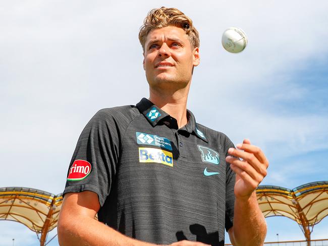 Brisbane Heat paceman Spencer Johnson at Carrara Stadium on the Gold Coast.Picture: Glenn Campbell