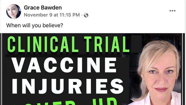 Cr Bawden has shared a number of anti-vaccine posts to her Facebook page.