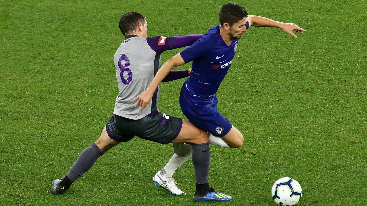 Jorginho of Chelsea controls the ball.