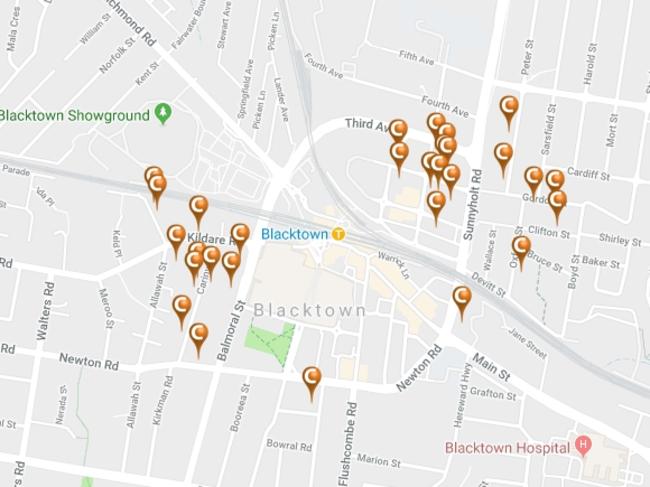 A snapshot of development applications in the Blacktown CBD. Picture: Cordell Connect