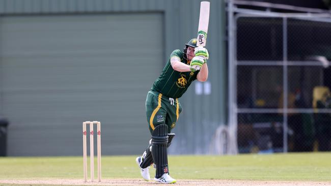 Premier: Northcote bat Jonty Rushton hits an elegant boundary. Picture: George Sal