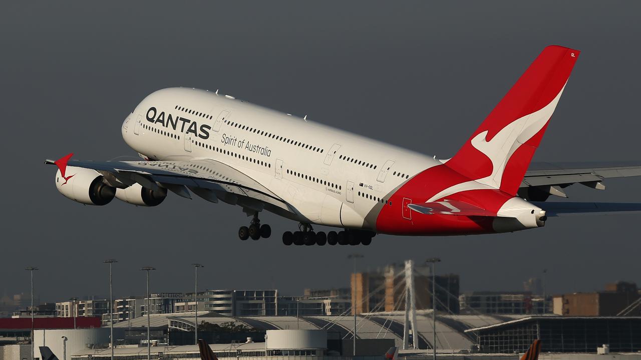 A Qantas A380 takes-off at Sydney Airport last October. It’s next flight will be to the US desert. Picture: Brendon Thorne/Getty Images)