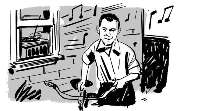 When Keating first heard Richard Addinsell’s <i>Warsaw Concerto</i> he asked Robert if his father would mind dropping the needle on it again. Illustration: Tom Jellett