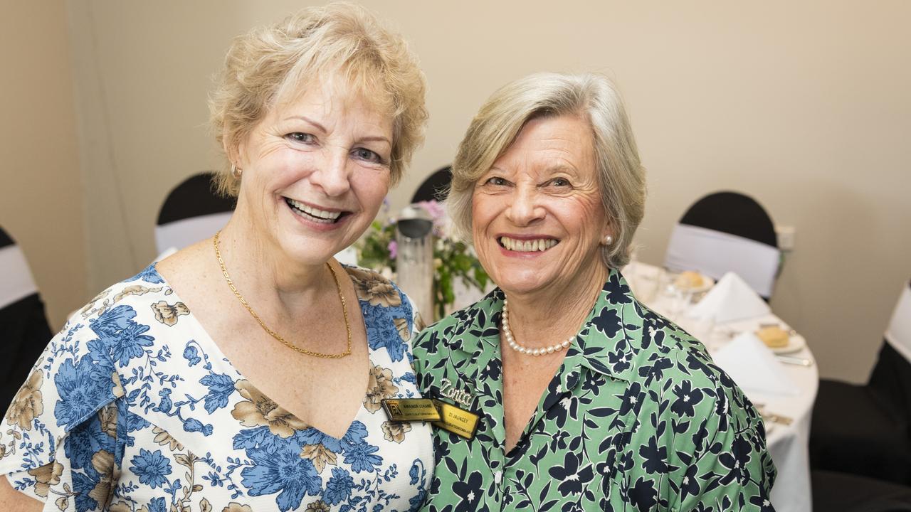 Amanda Lehane (left) and Di Jauncey at the International Women's Day lunch hosted by Zonta Club of Toowoomba at Picnic Point, Friday, March 3, 2023. Picture: Kevin Farmer