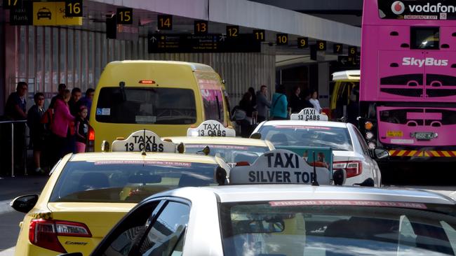 Taxis at Melbourne airport. Picture: Jay Town