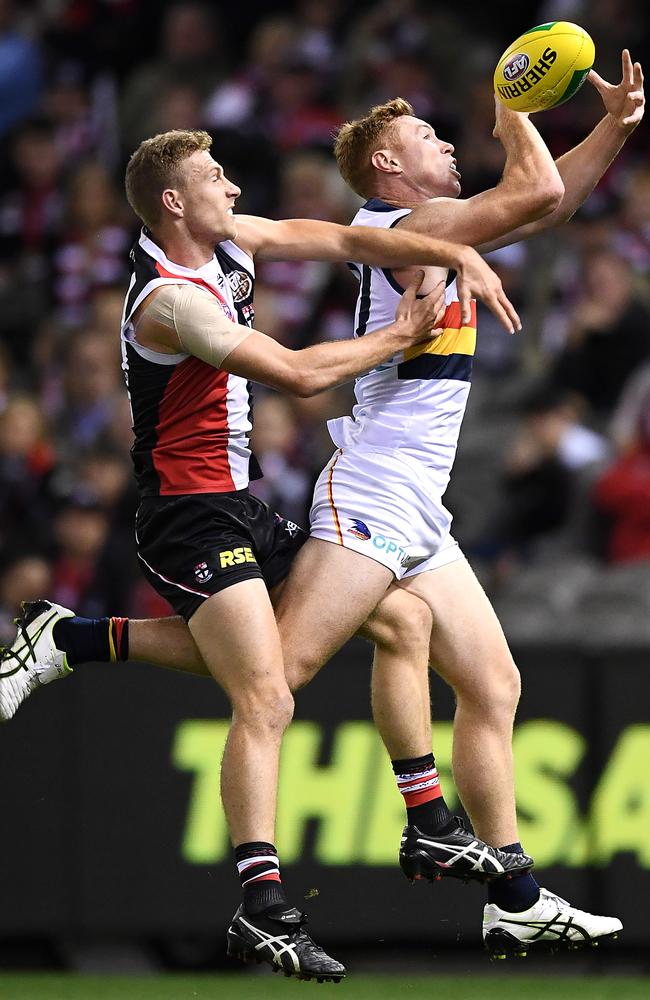 Lynch had 15 disposals at 93 per cent efficiency and seven score involvements in Adelaide’s win. Picture: Quinn Rooney (Getty)