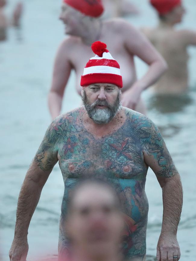 Dark Mofo 2023 Nude Solstice Swim at Long Beach Sandy Bay. Picture: Nikki Davis-Jones
