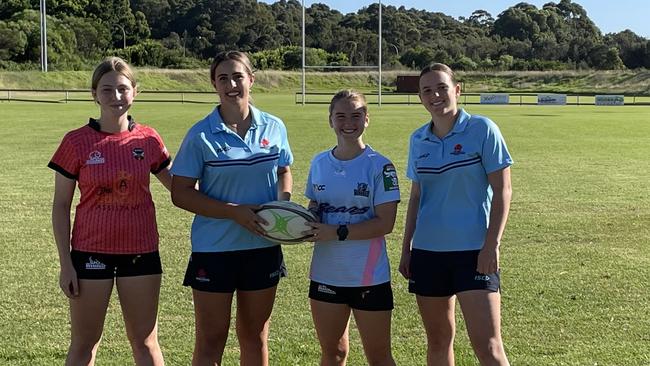 Waratahs Super W players set to make their debuts include Bronte Wilson (second from left) and Caitlyn Halse (right)