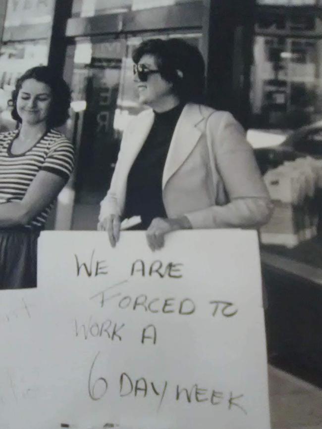 Eris Smyth (OAM) is being remember as a trail blazing Tasmanian advocate for social justice, women and workers. Pictured here on the picket line.