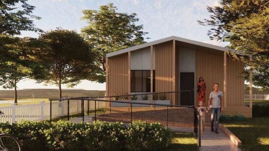 The design of a QBuild three bedroom dwelling to be built by the state government in partnership with Ecco Cottages and Bark Architects. Picture: Supplied.