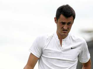 Australia's Bernard Tomic looks on during his Men's Singles Match against Germany's Mischa Zverev on day two at the Wimbledon Tennis Championships in London Tuesday, July 4, 2017. (AP Photo/Alastair Grant). Picture: Alastair Grant